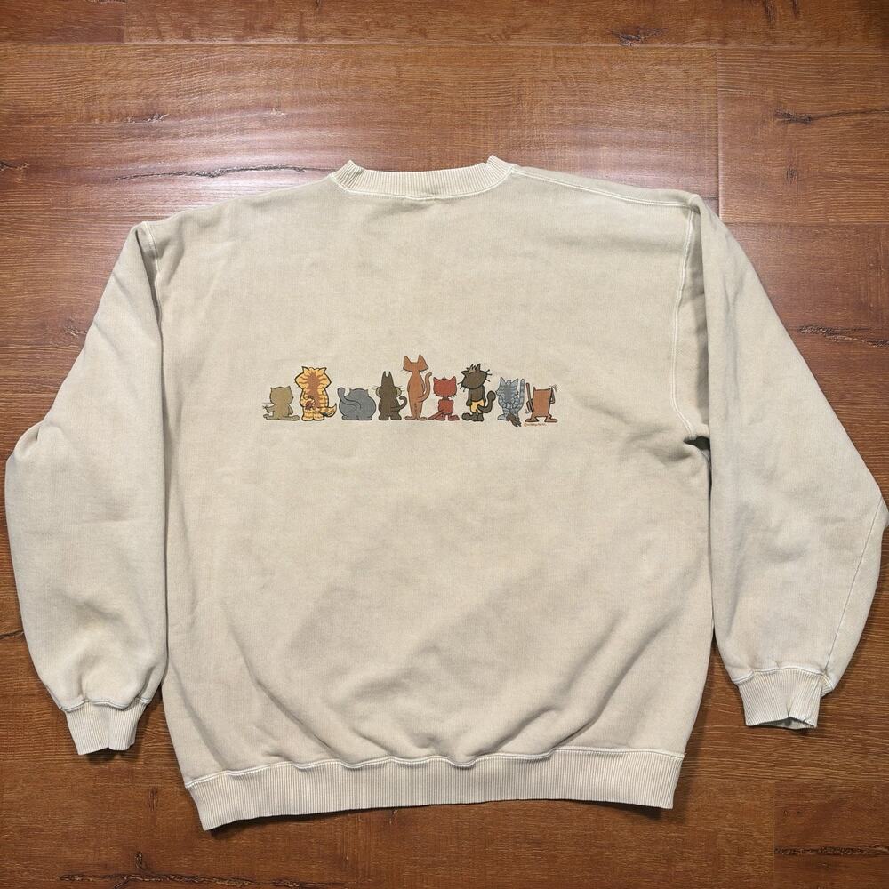 Vintage Crazy Shirts Adopt A Cat Sweatshirt Mens M Brown Oversized Relax Sweater - Picture 2 of 13